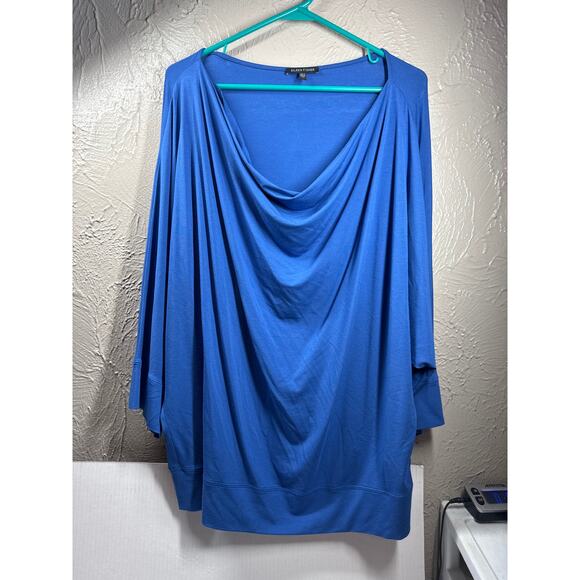 Eileen Fisher Blue Cowl Neck Top 3/4 Dolman Sleeve Top Shirt Womens‎ Size XL - Picture 1 of 4
